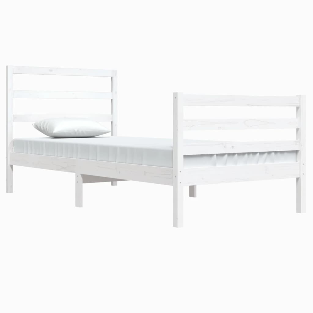 vidaXL Bed Frame without Mattress White Solid Wood Pine 90x200 cm