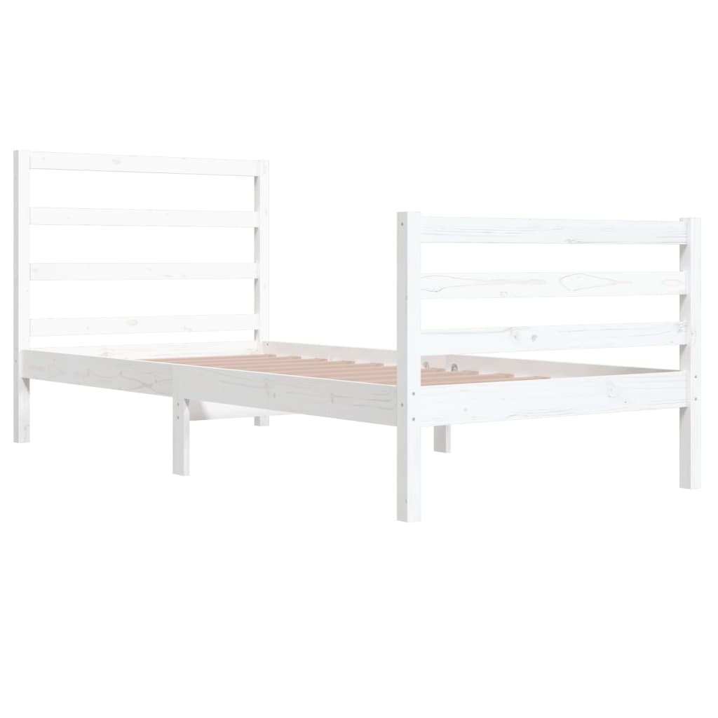 vidaXL Bed Frame without Mattress White Solid Wood Pine 90x200 cm