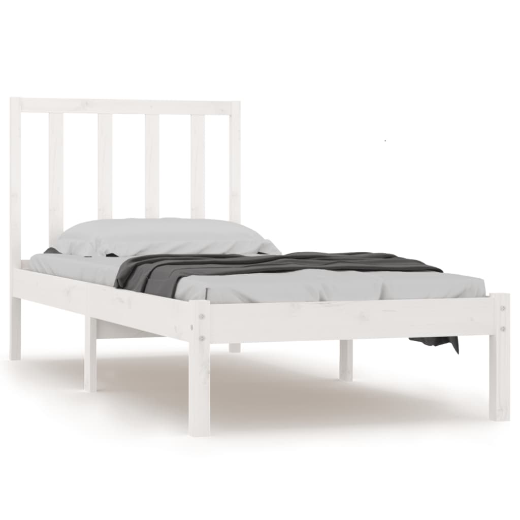 vidaXL Bed Frame without Mattress White Solid Wood Pine 90x190 cm Single Single