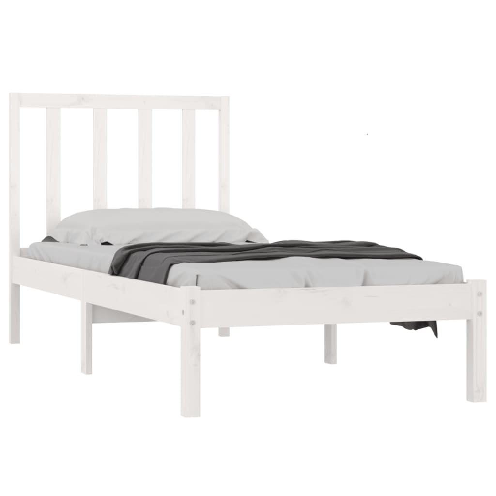 vidaXL Bed Frame without Mattress White Solid Wood Pine 90x190 cm Single Single