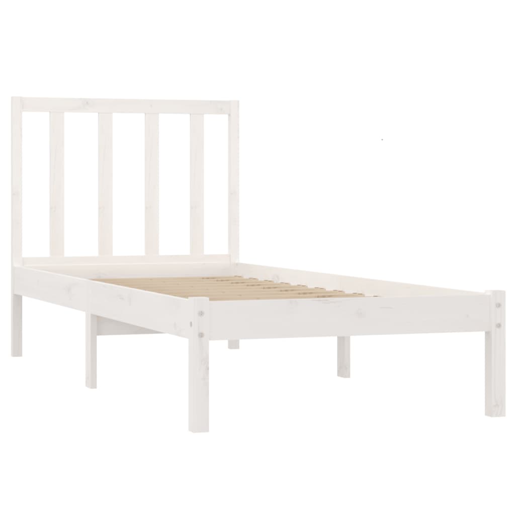 vidaXL Bed Frame without Mattress White Solid Wood Pine 90x190 cm Single Single