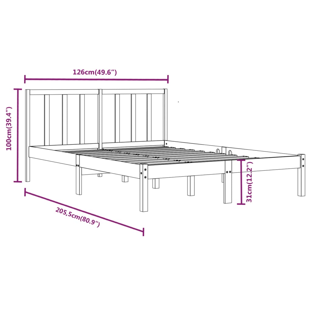 vidaXL Bed Frame without Mattress Solid Wood Pine 120x200 cm