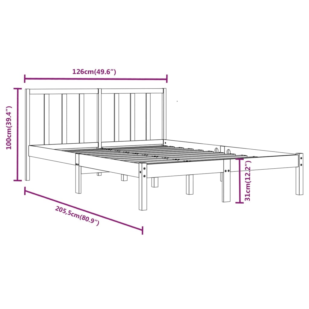 vidaXL Bed Frame without Mattress Honey Brown Solid Wood Pine 120x200 cm