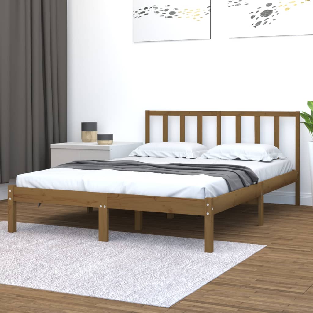 vidaXL Bed Frame without Mattress Honey Brown Solid Wood Pine 120x200 cm