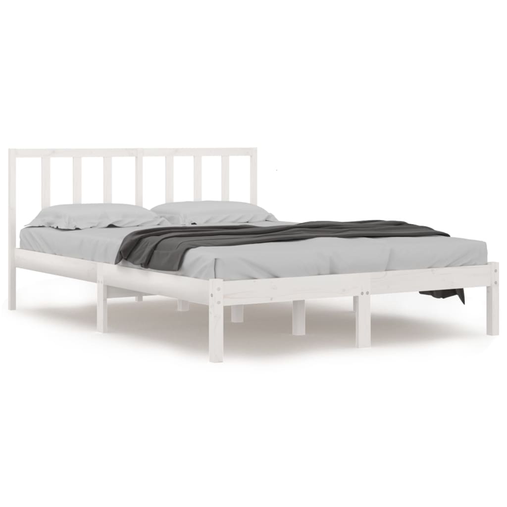 vidaXL Bed Frame without Mattress White Solid Wood Pine 160x200 cm