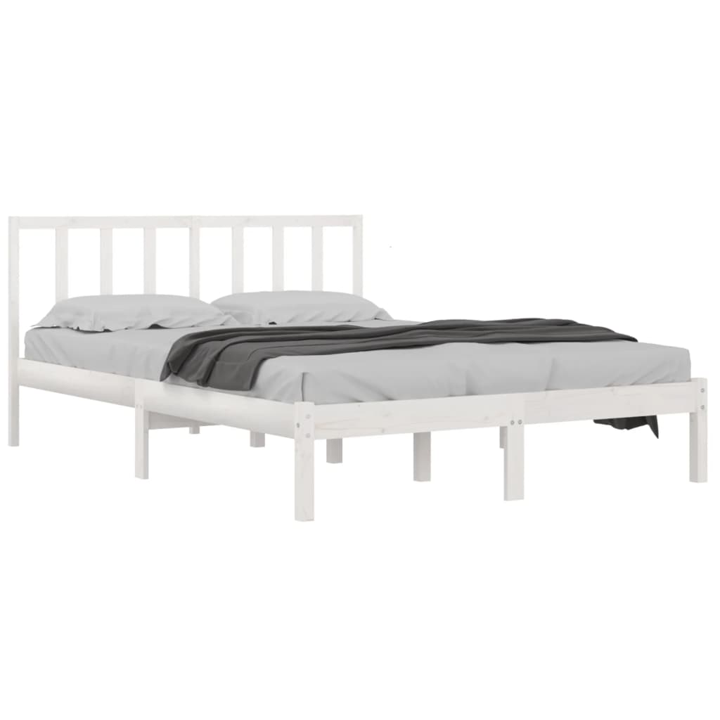 vidaXL Bed Frame without Mattress White Solid Wood Pine 160x200 cm