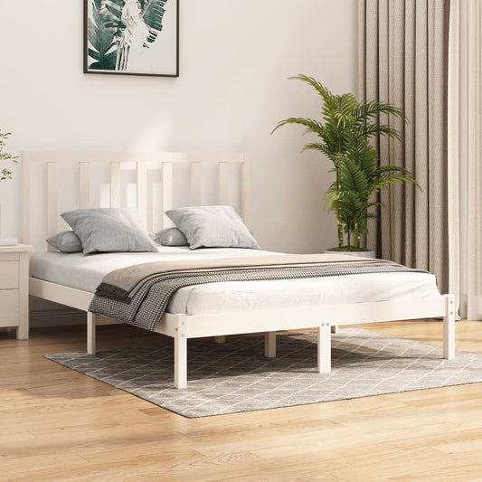 vidaXL Bed Frame without Mattress White Solid Wood Pine 120x200 cm