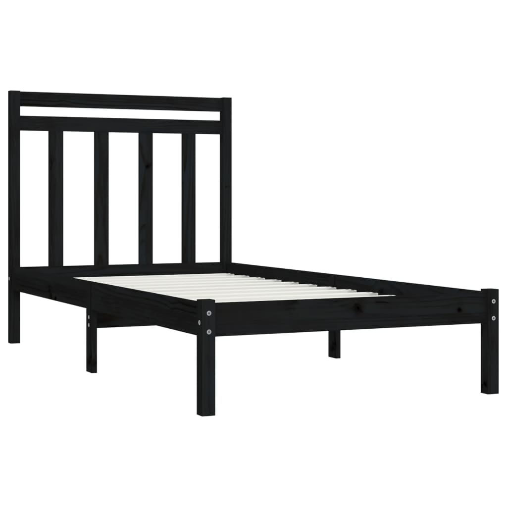 vidaXL Bed Frame without Mattress Black 90x190 cm Single Solid Wood