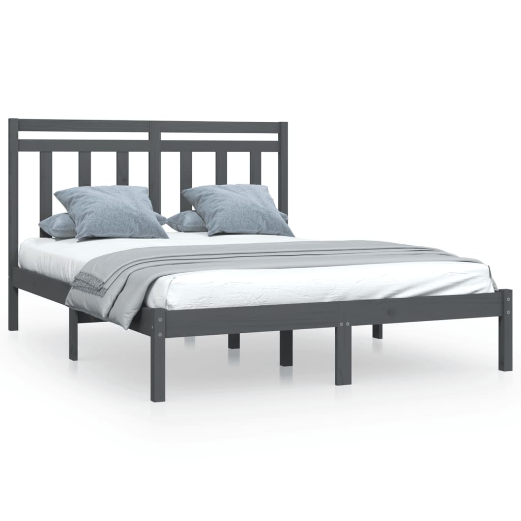 vidaXL Bed Frame without Mattress Grey 160x200 cm Solid Wood