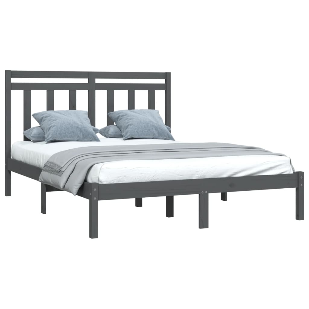 vidaXL Bed Frame without Mattress Grey 160x200 cm Solid Wood