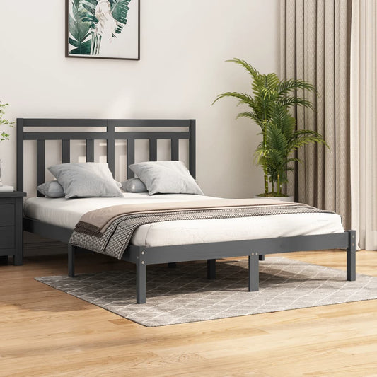 vidaXL Bed Frame without Mattress Grey 160x200 cm Solid Wood