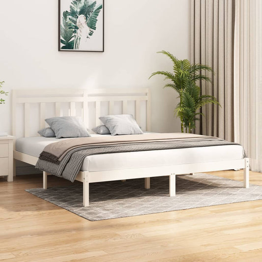 vidaXL Bed Frame without Mattress White 200x200 cm Solid Wood