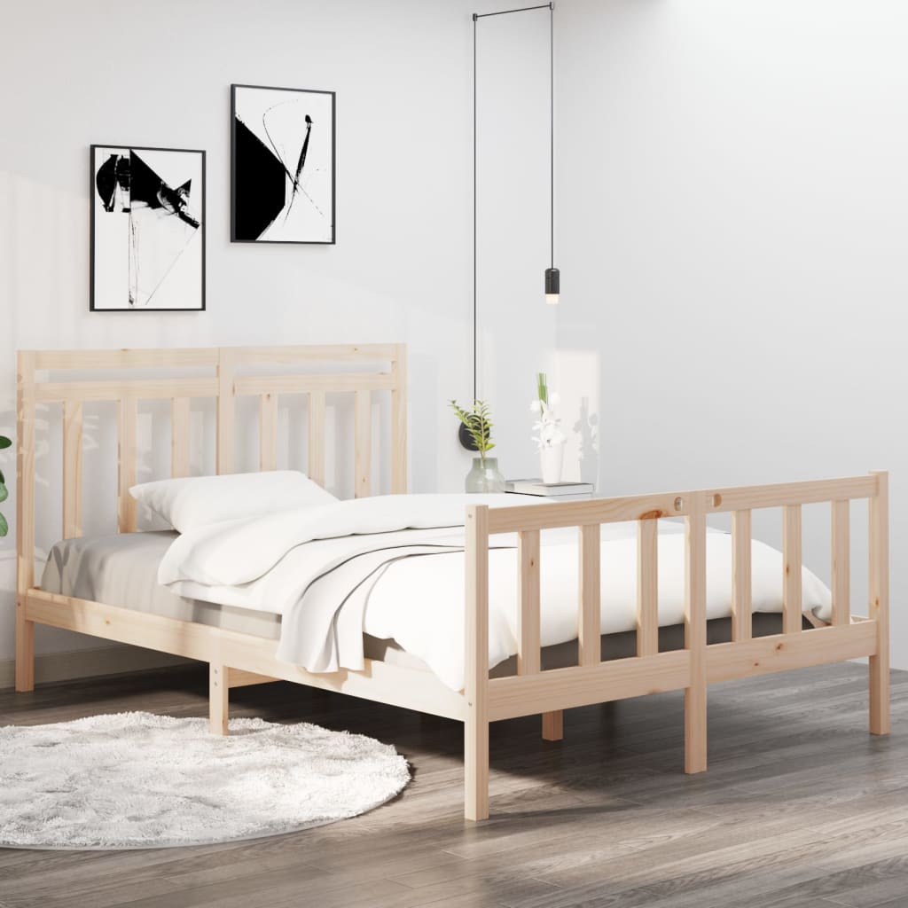 vidaXL Bed Frame without Mattress 135x190 cm Double Solid Wood