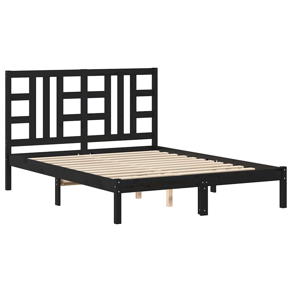 Bed Frame without Mattress Black 140x190 cm Solid Wood