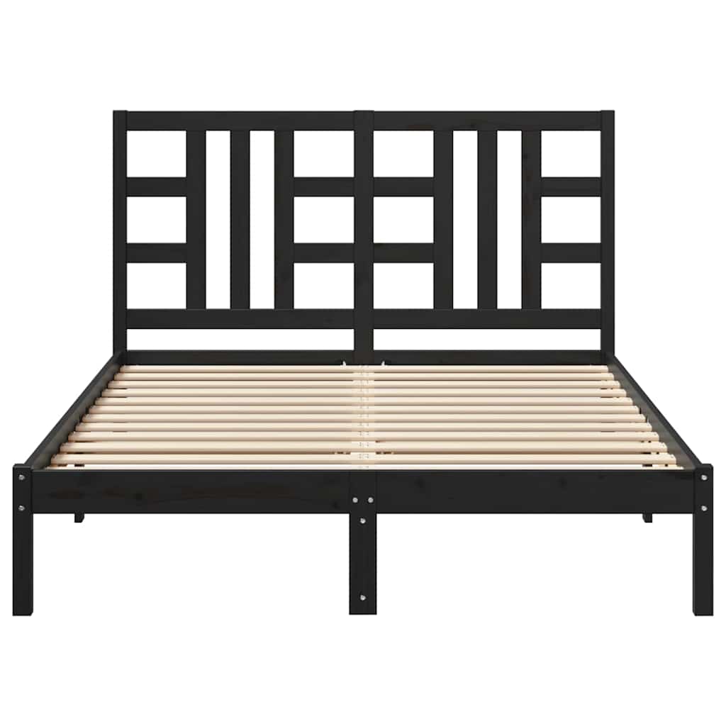 Bed Frame without Mattress Black 140x190 cm Solid Wood