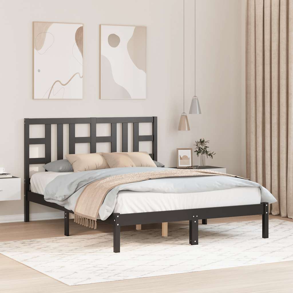 Bed Frame without Mattress Black 140x190 cm Solid Wood