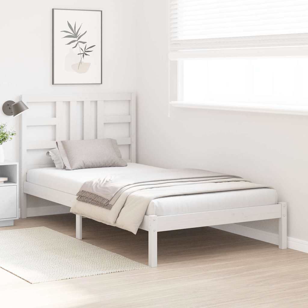 Bed Frame without Mattress White 100x200 cm Solid Wood