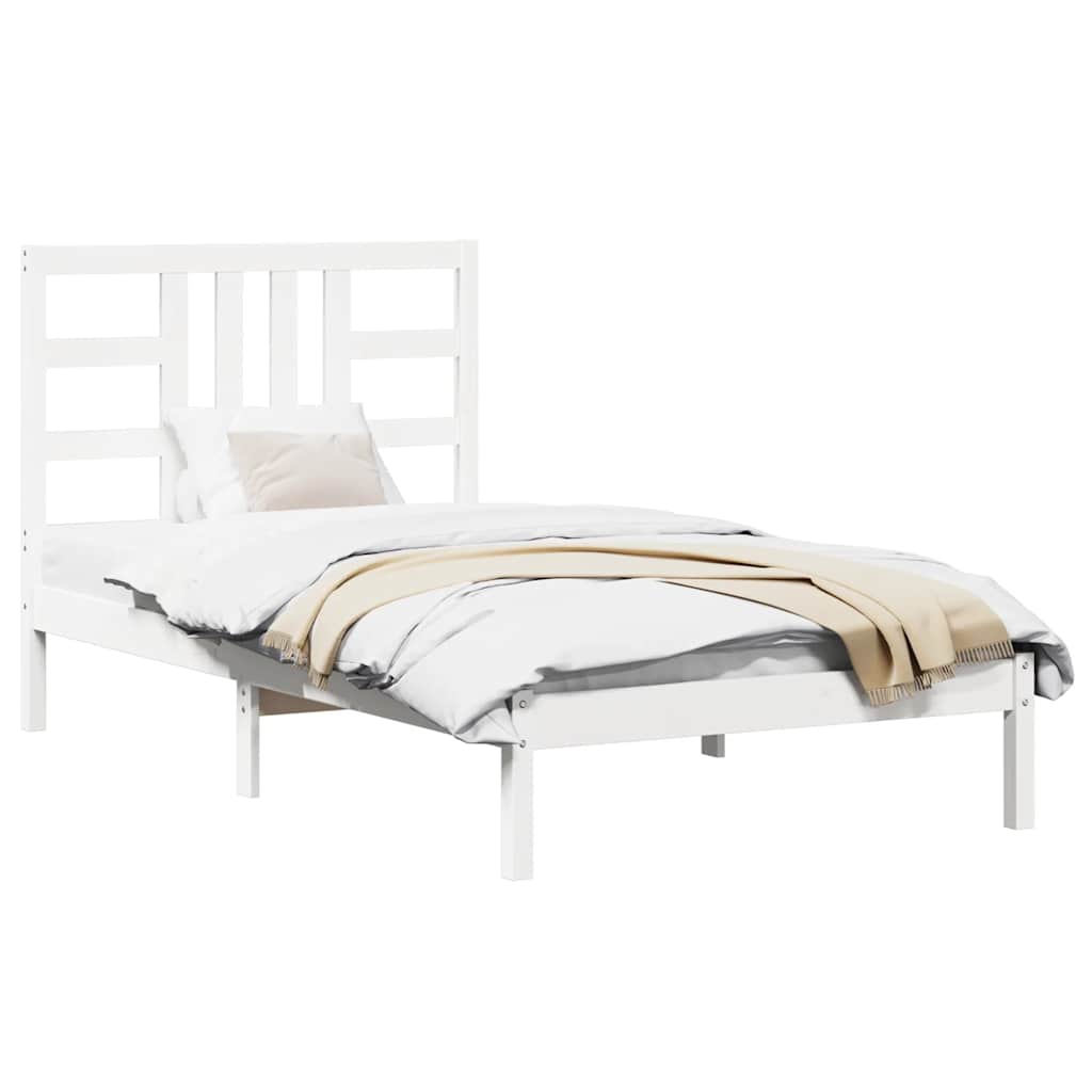 Bed Frame without Mattress White 100x200 cm Solid Wood