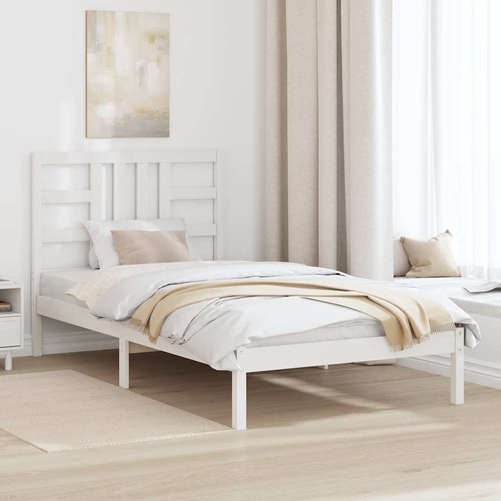 Bed Frame without Mattress White 100x200 cm Solid Wood