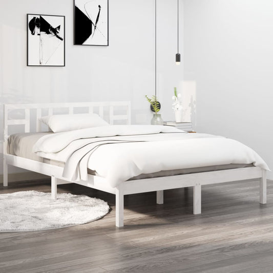 vidaXL Bed Frame without Mattress White 120x200 cm Solid Wood