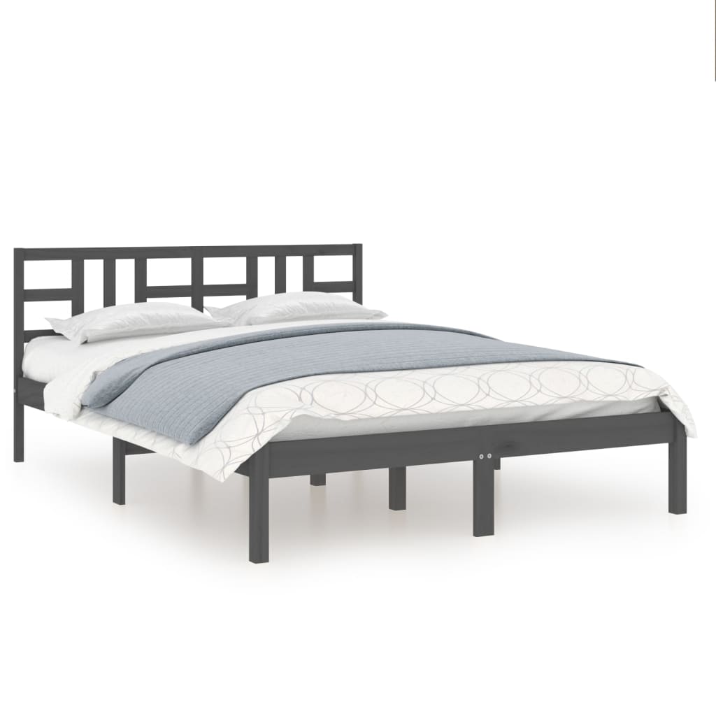 vidaXL Bed Frame without Mattress Grey 120x200 cm Solid Wood