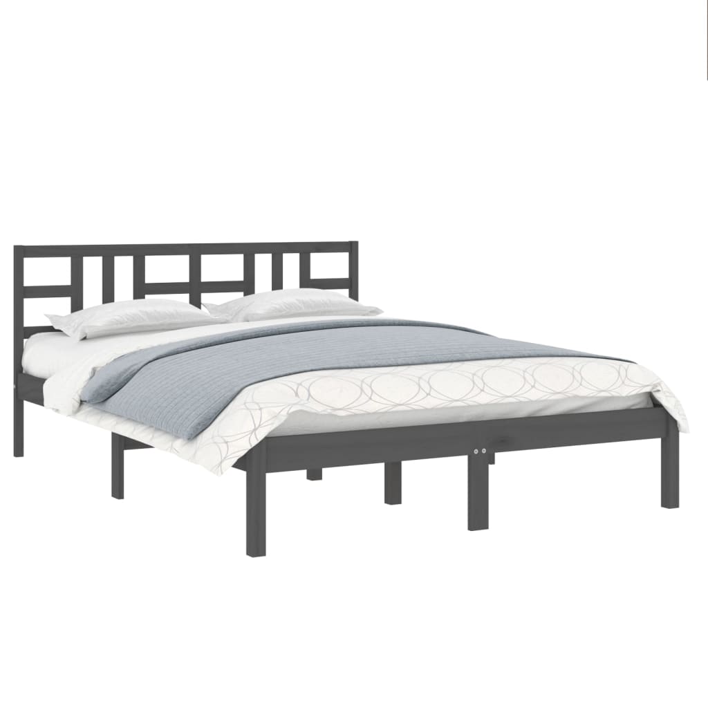 vidaXL Bed Frame without Mattress Grey 120x200 cm Solid Wood