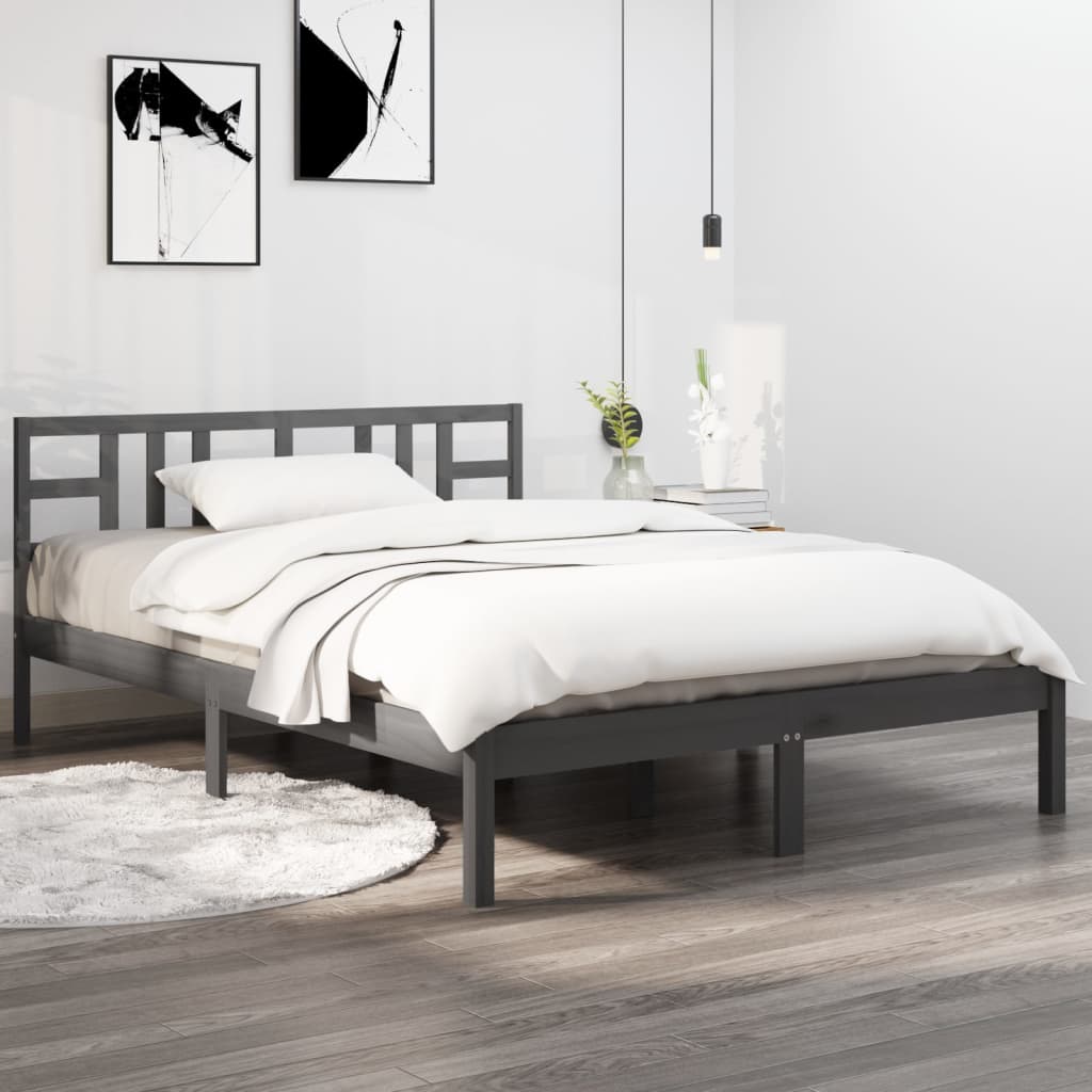 vidaXL Bed Frame without Mattress Grey 120x200 cm Solid Wood