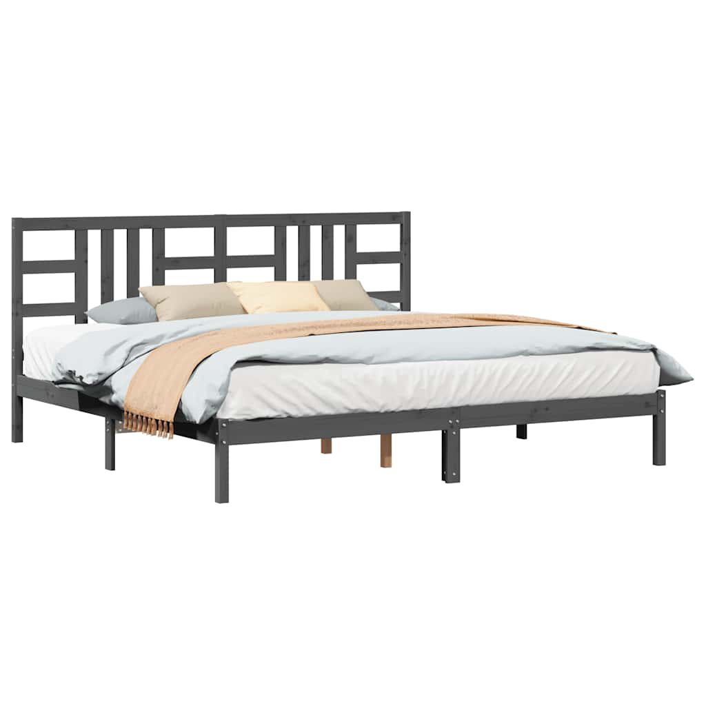 Bed Frame without Mattress Grey 200x200 cm Solid Wood