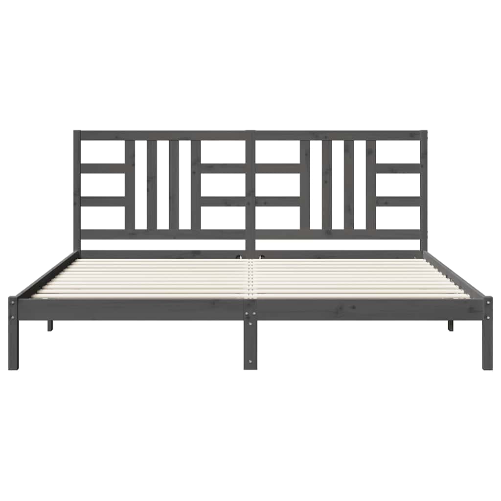 Bed Frame without Mattress Grey 200x200 cm Solid Wood