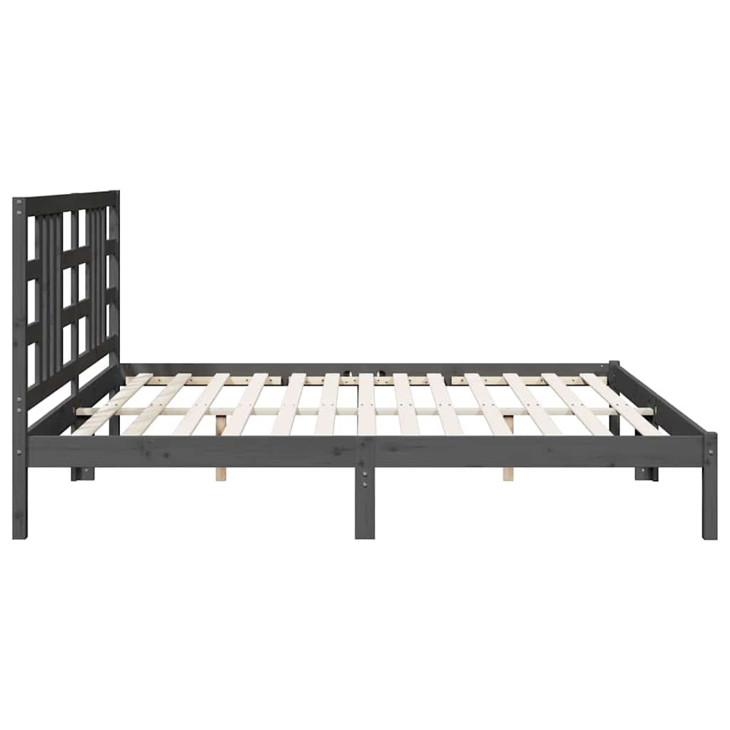 Bed Frame without Mattress Grey 200x200 cm Solid Wood