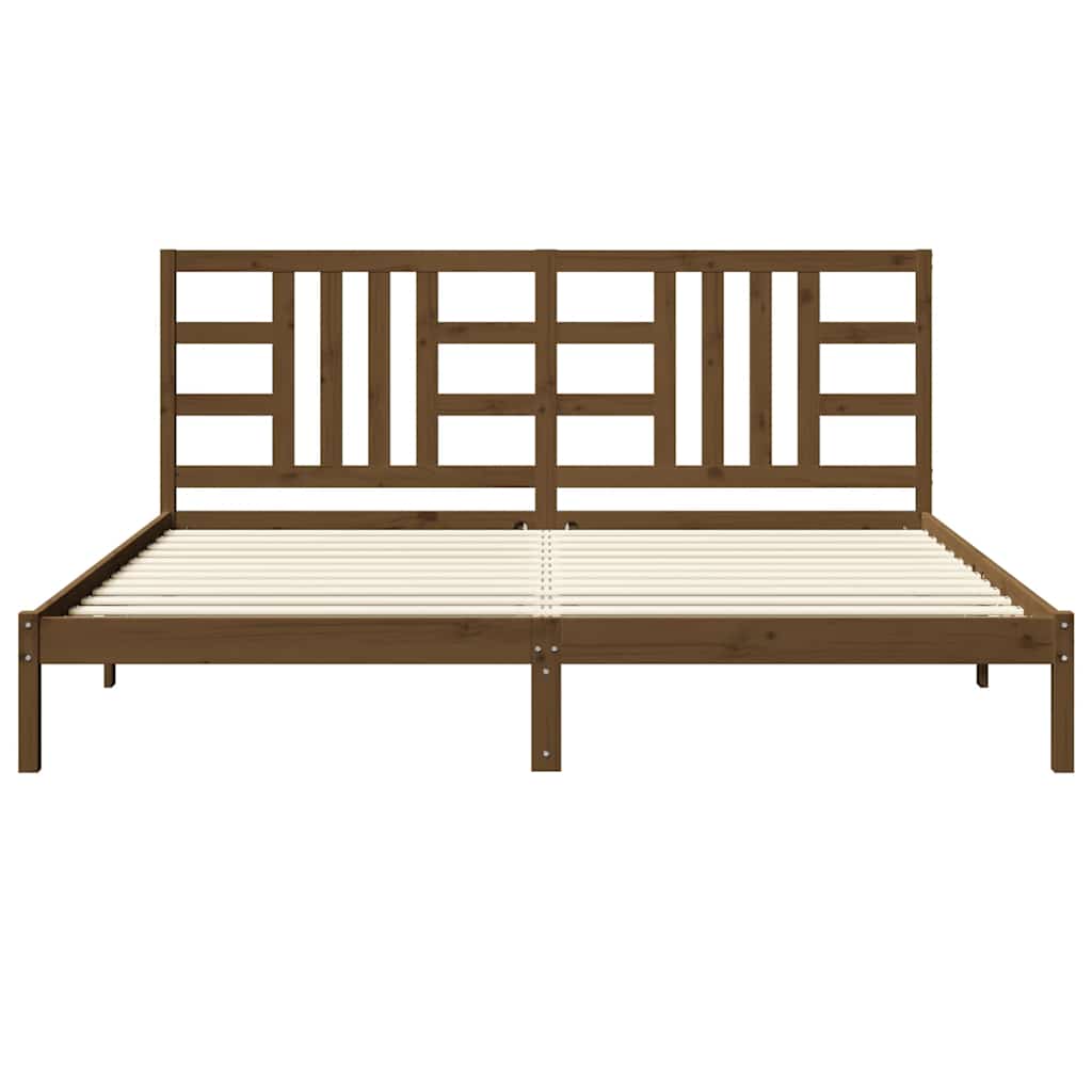 Bed Frame without Mattress Honey Brown 200x200 cm Solid Wood