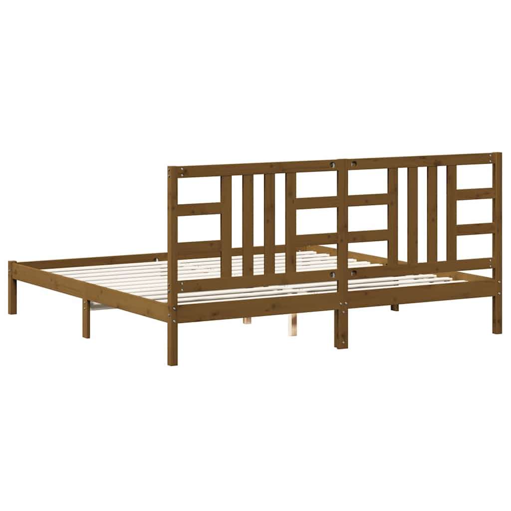 Bed Frame without Mattress Honey Brown 200x200 cm Solid Wood