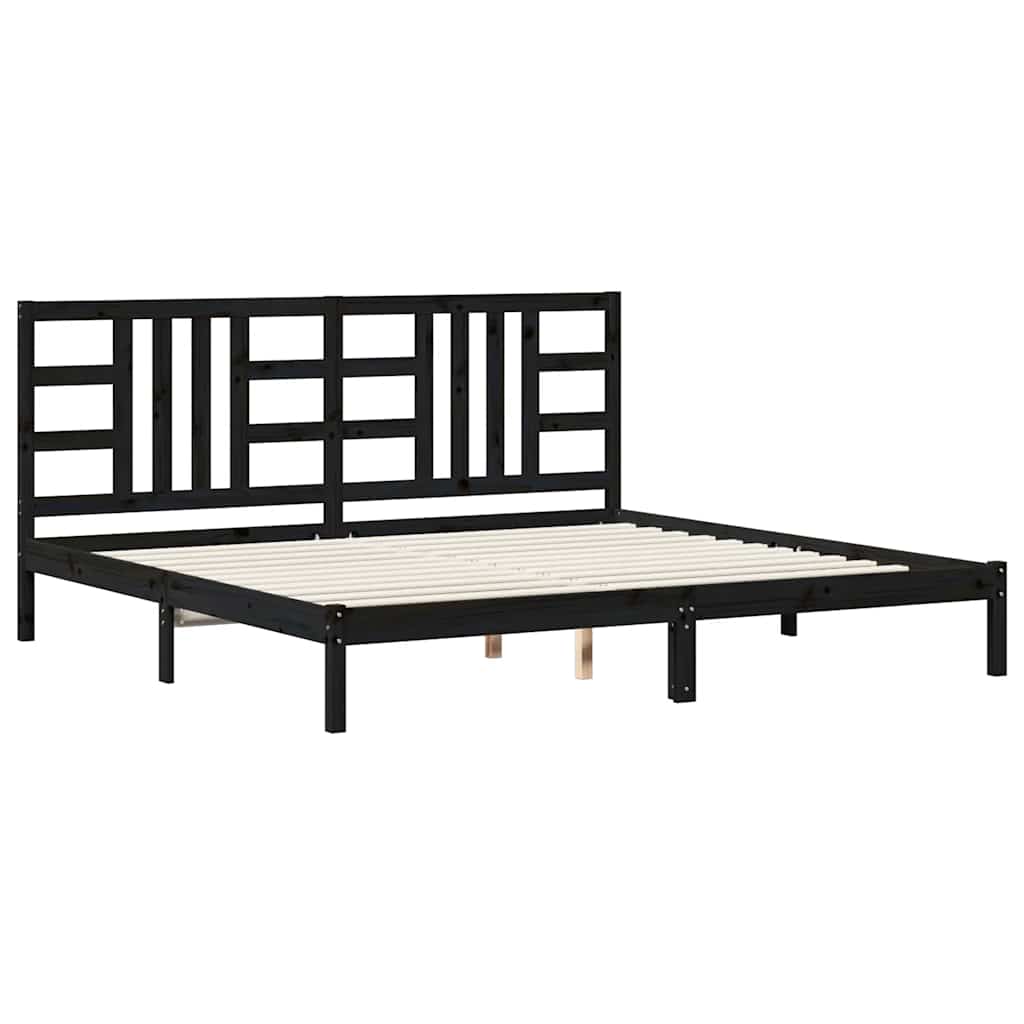 Bed Frame without Mattress Black 200x200 cm Solid Wood