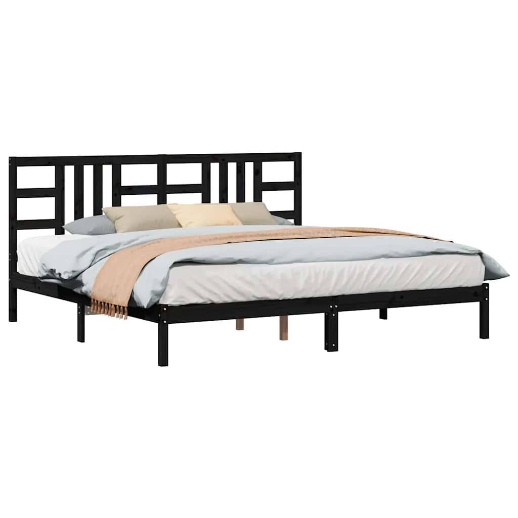 Bed Frame without Mattress Black 200x200 cm Solid Wood