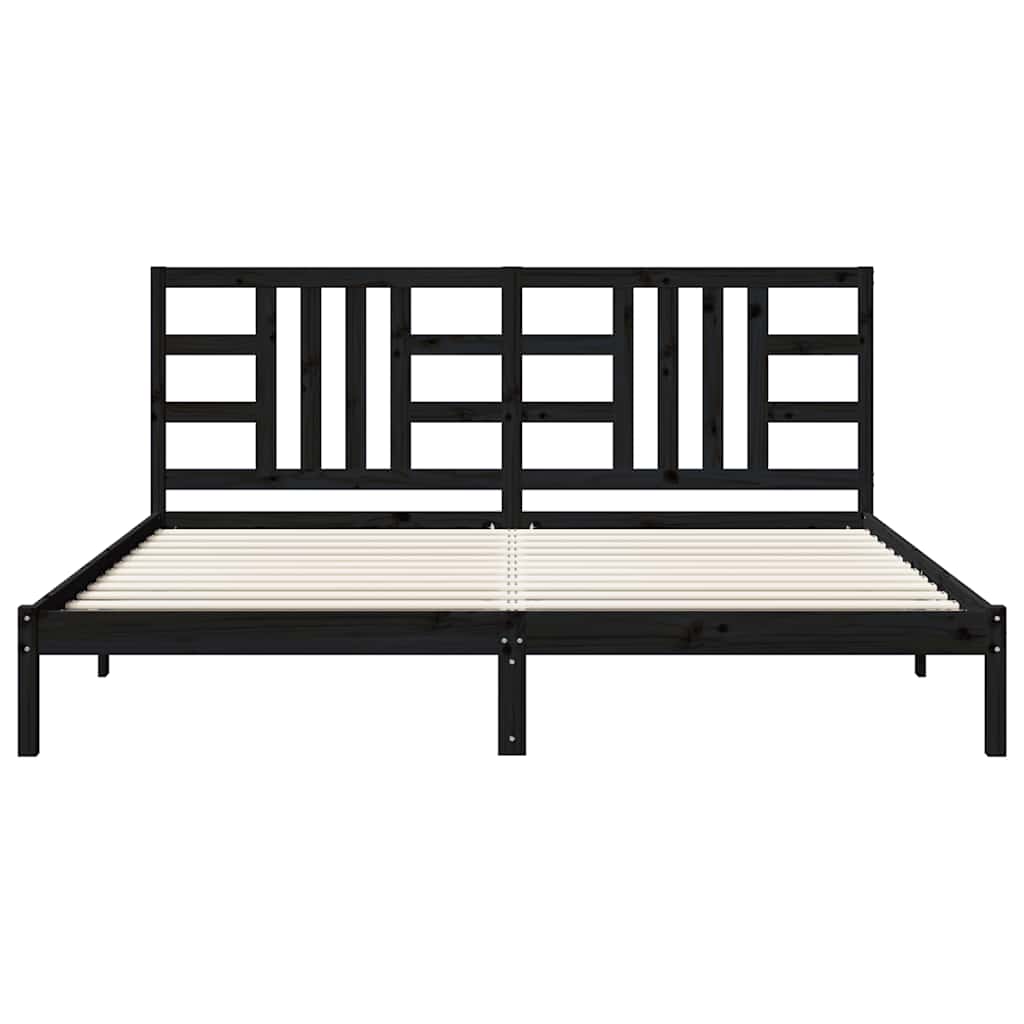 Bed Frame without Mattress Black 200x200 cm Solid Wood