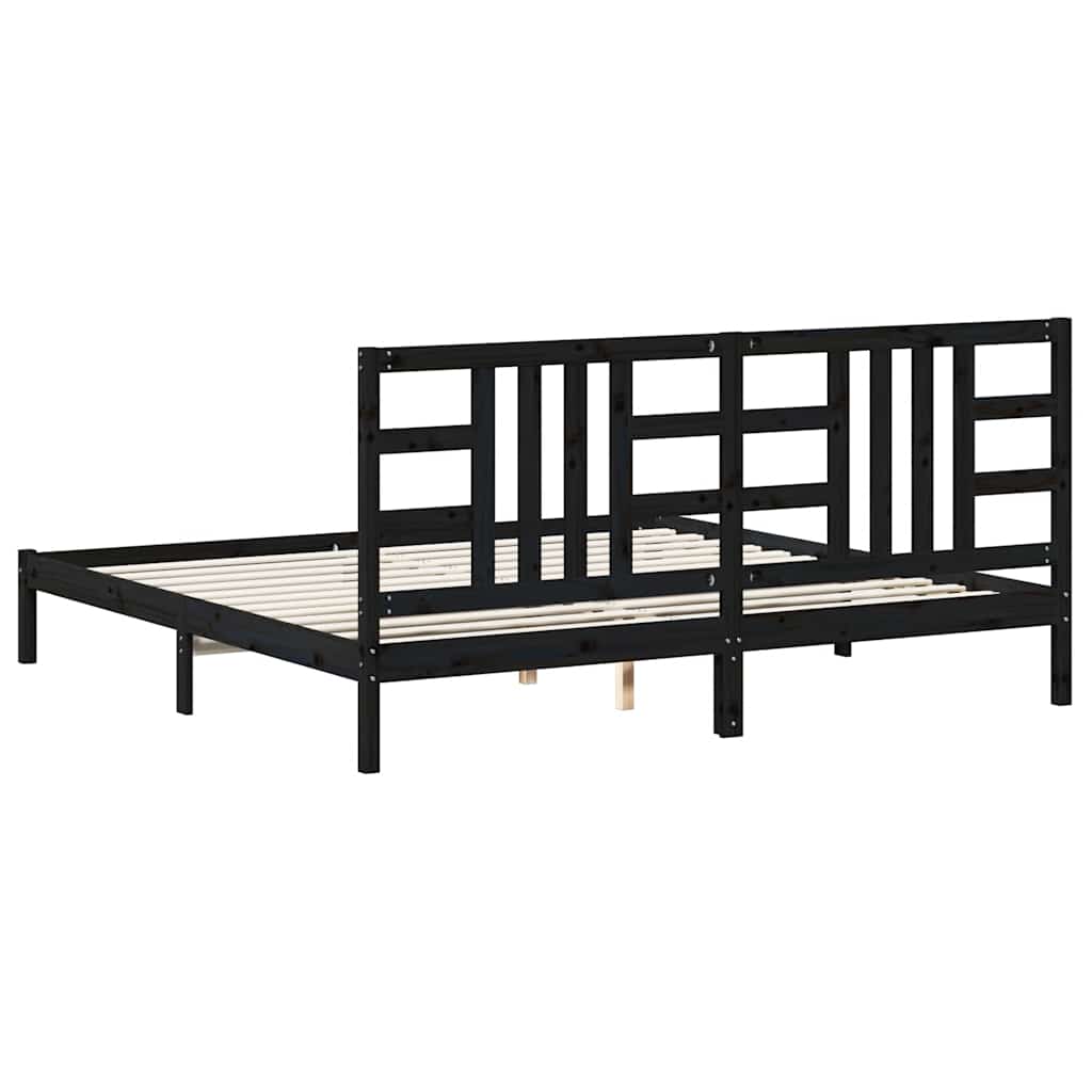 Bed Frame without Mattress Black 200x200 cm Solid Wood