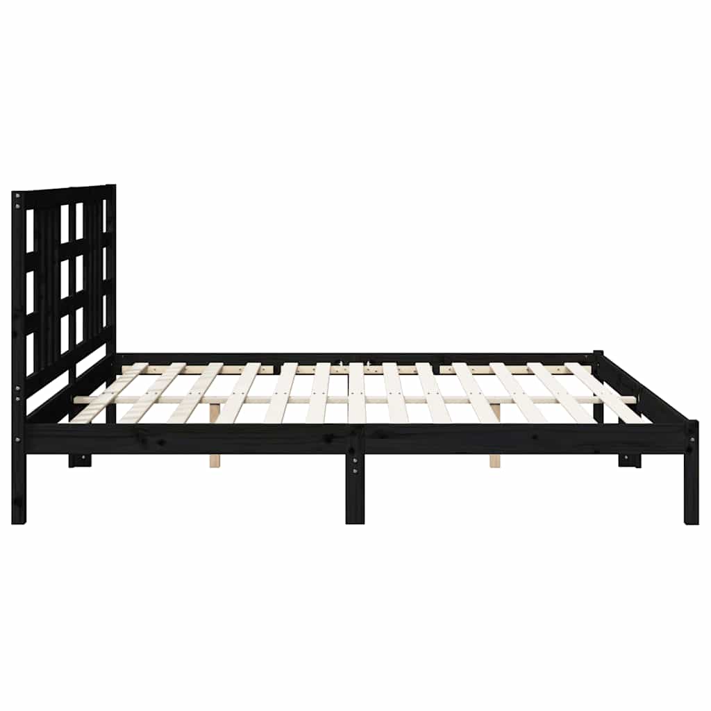 Bed Frame without Mattress Black 200x200 cm Solid Wood
