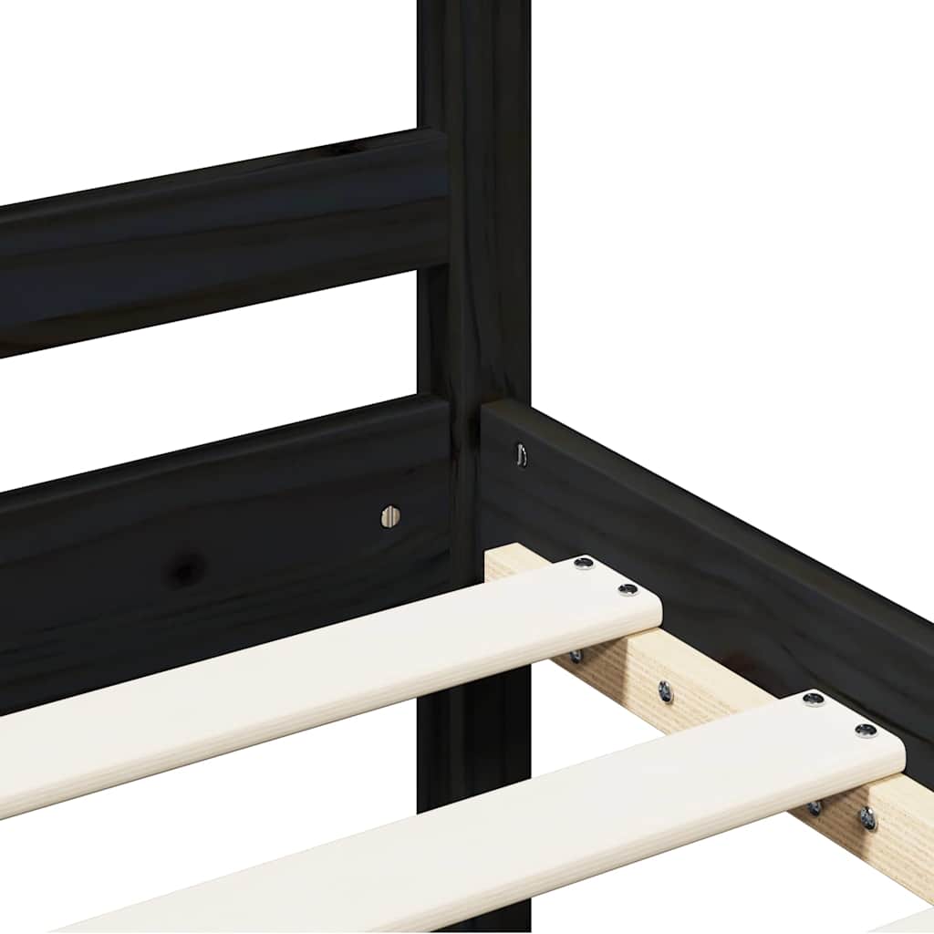 Bed Frame without Mattress Black 200x200 cm Solid Wood