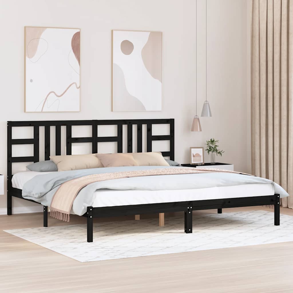 Bed Frame without Mattress Black 200x200 cm Solid Wood