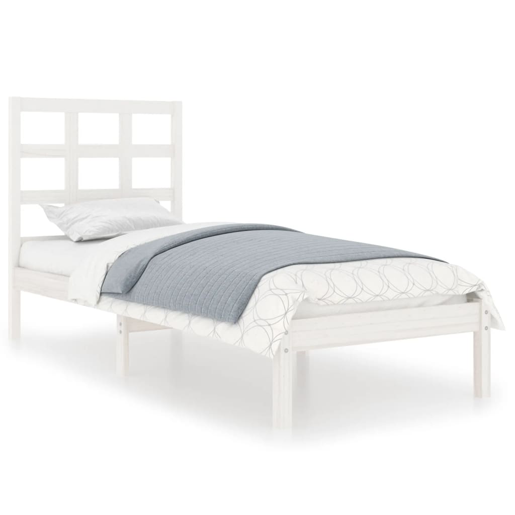 vidaXL Bed Frame without Mattress White 75x190 cm Small Single Solid Wood