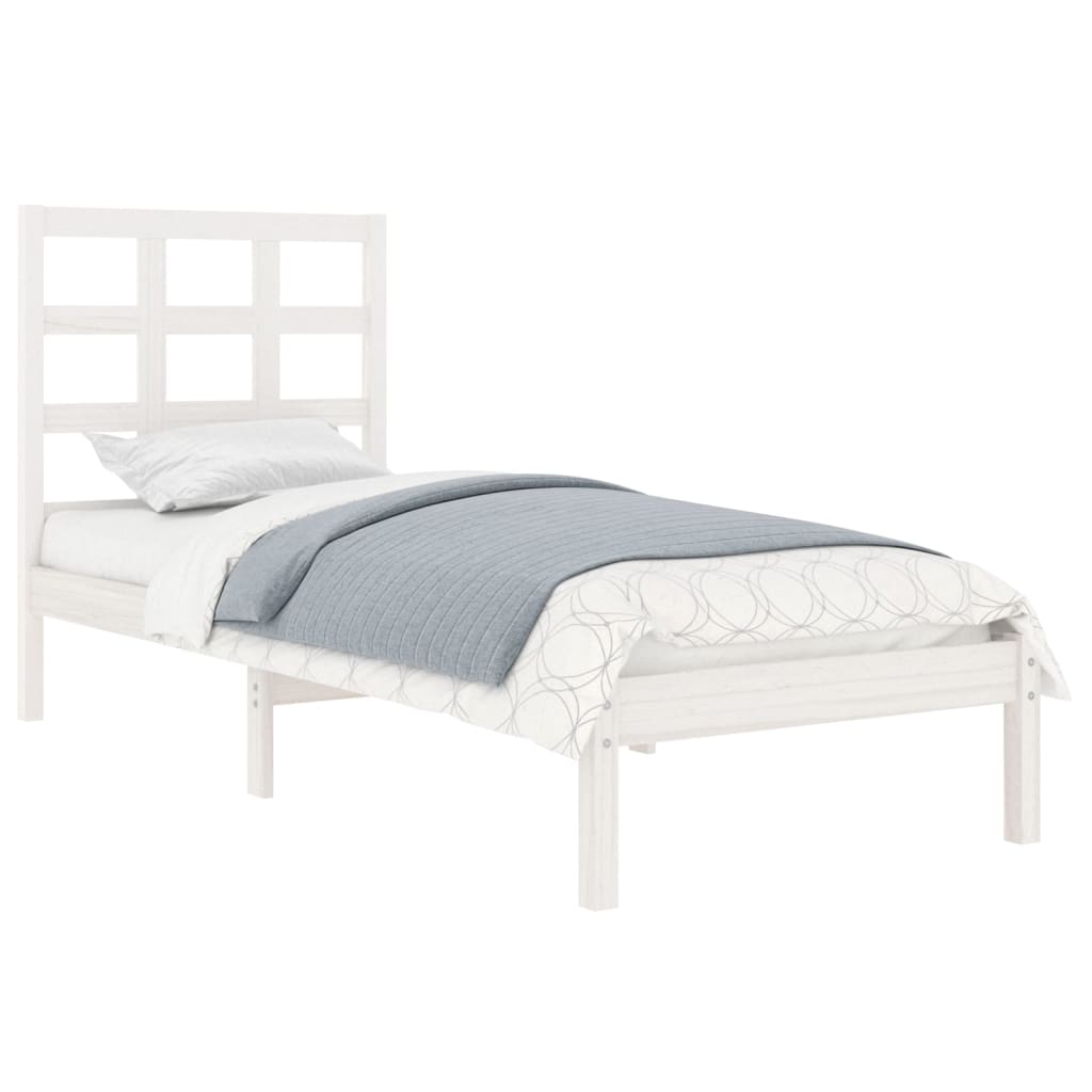 vidaXL Bed Frame without Mattress White 75x190 cm Small Single Solid Wood