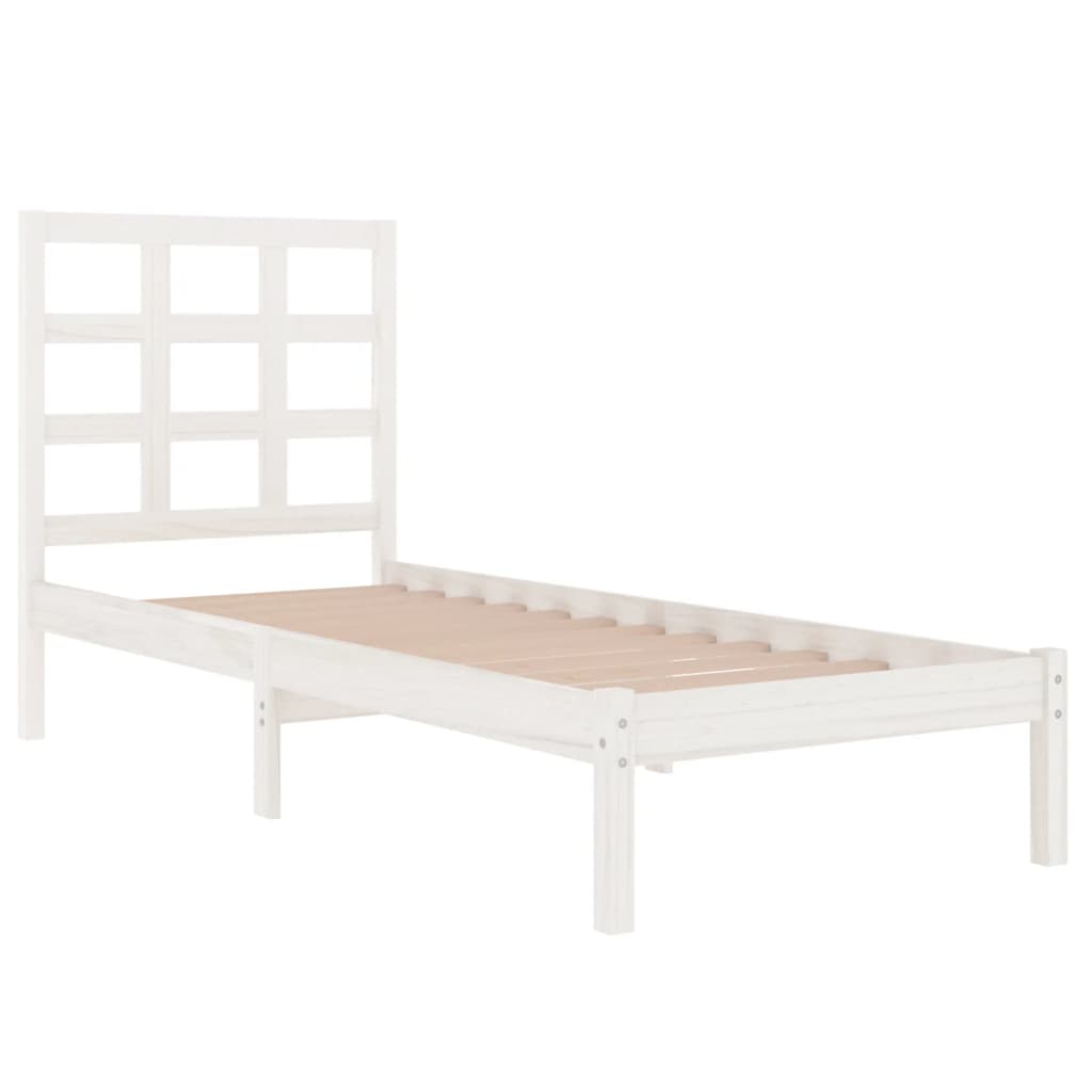 vidaXL Bed Frame without Mattress White 75x190 cm Small Single Solid Wood