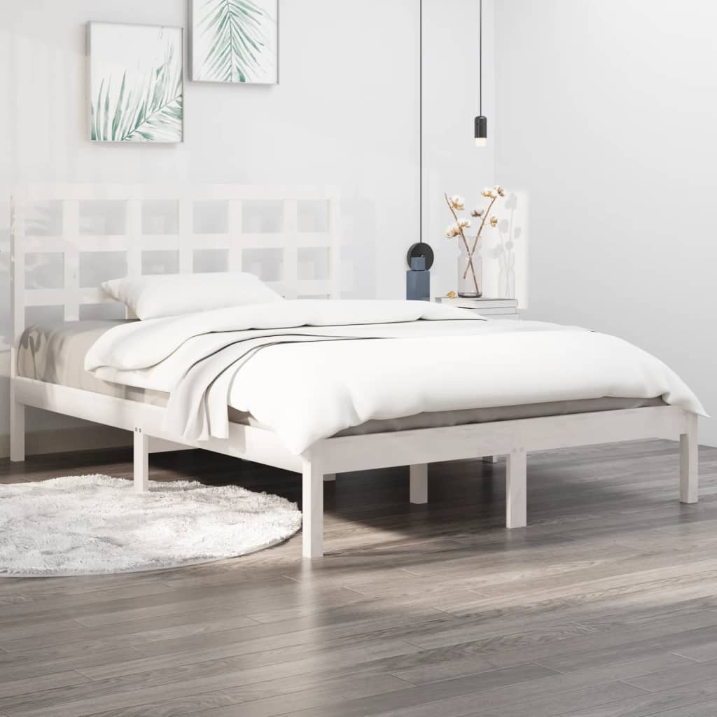 vidaXL Bed Frame without Mattress White 120x190 cm Small Double Solid Wood