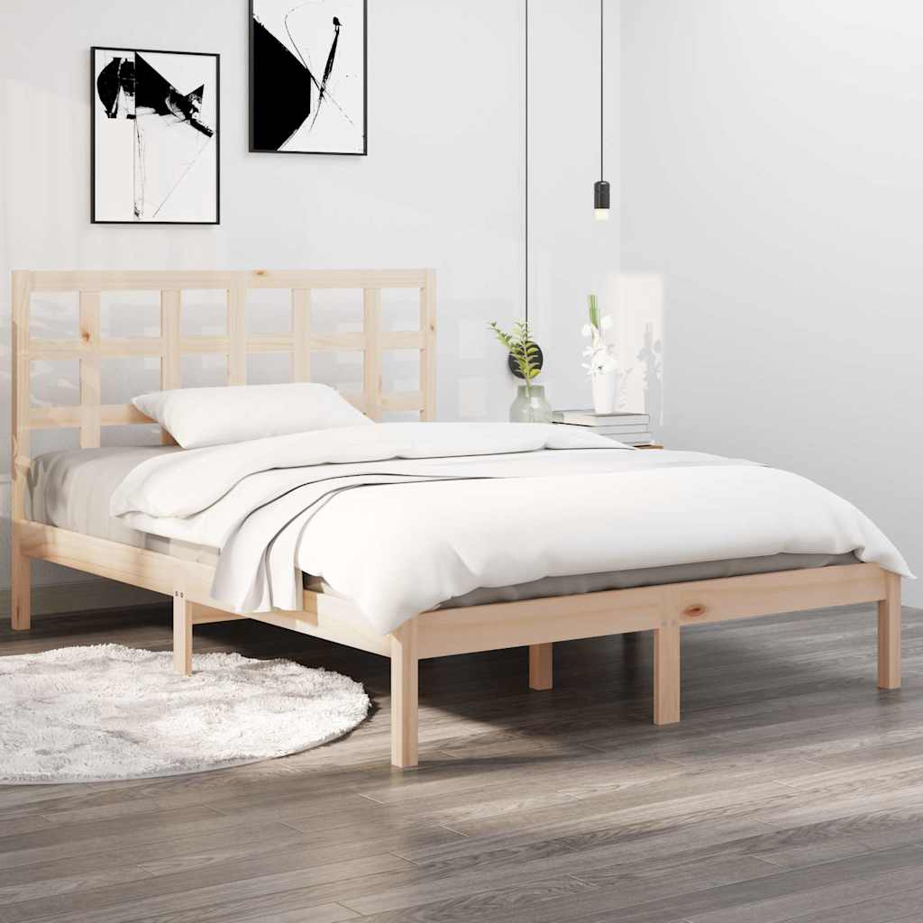 Bed Frame without Mattress 135x190 cm Double Solid Wood