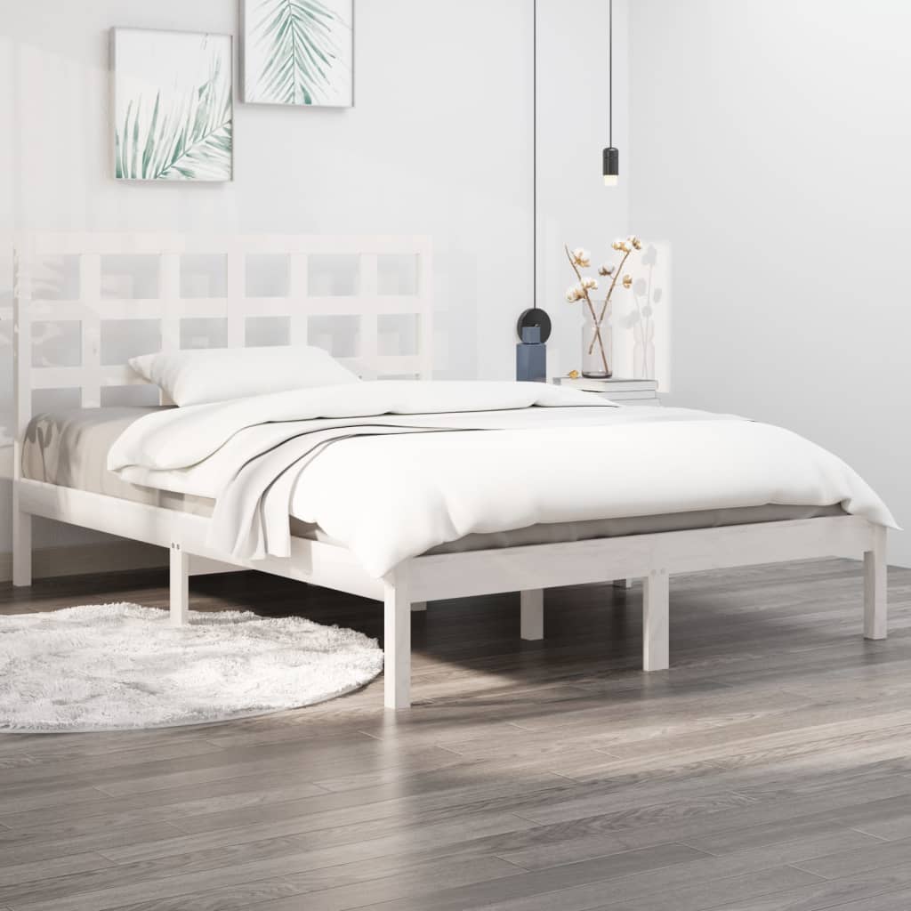 vidaXL Bed Frame without Mattress White 120x200 cm Solid Wood