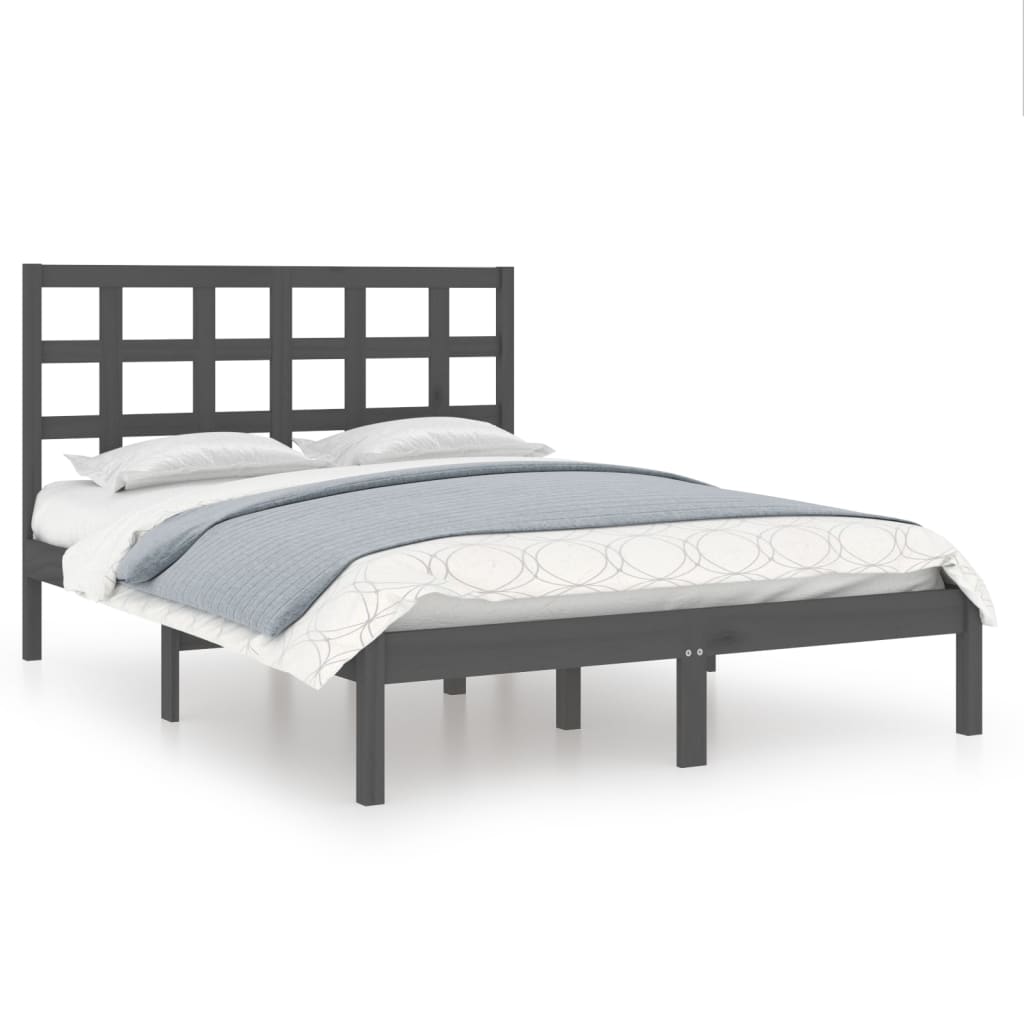 vidaXL Bed Frame without Mattress Grey 160x200 cm Solid Wood