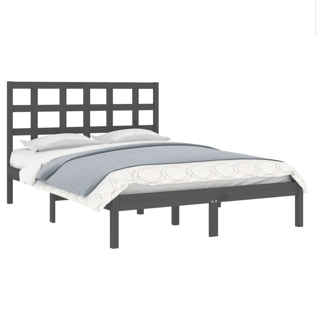 vidaXL Bed Frame without Mattress Grey 160x200 cm Solid Wood