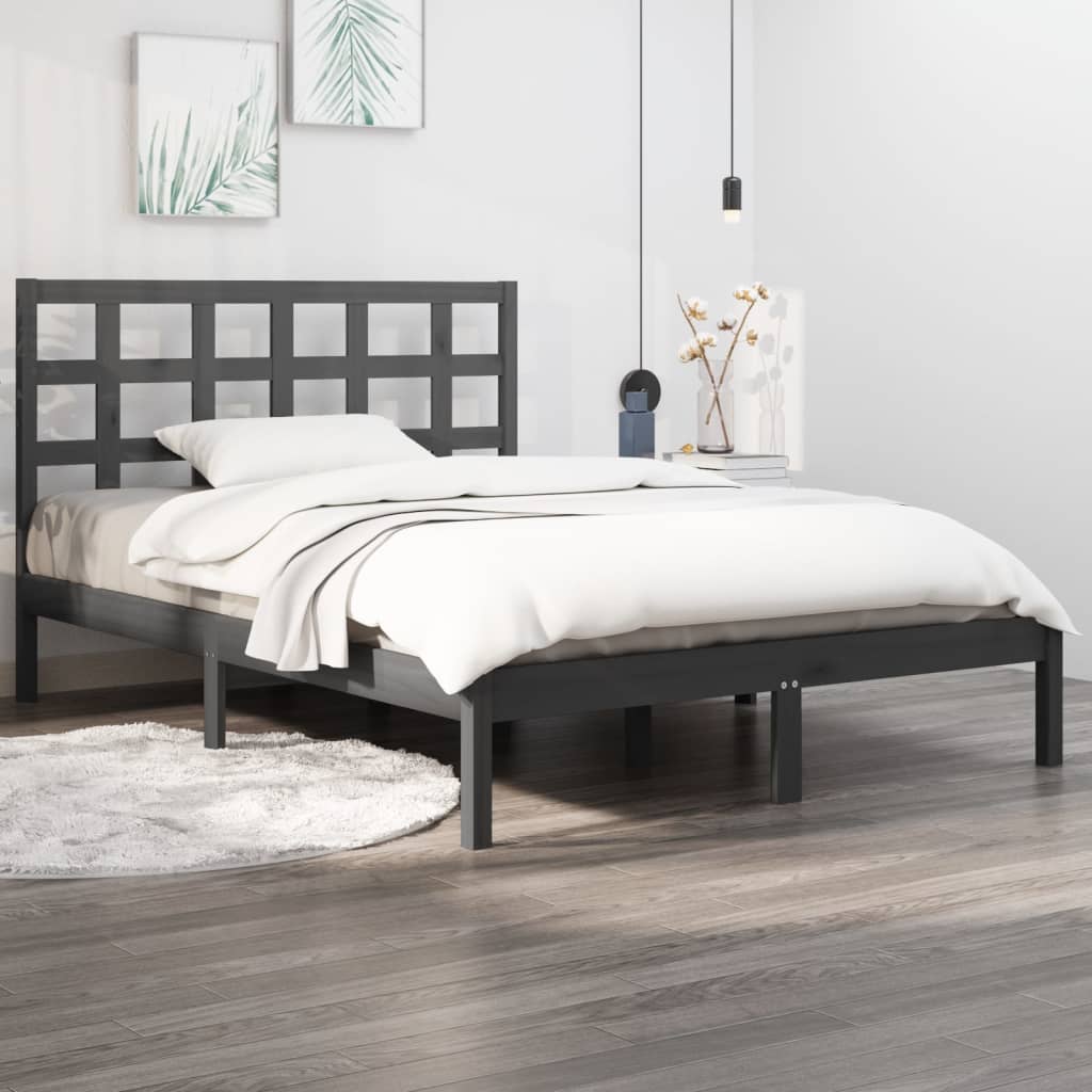 vidaXL Bed Frame without Mattress Grey 160x200 cm Solid Wood