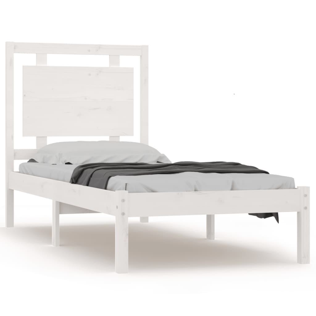 vidaXL Bed Frame without Mattress White 75x190 cm Small Single Solid Wood