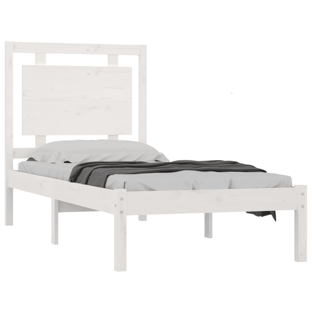 vidaXL Bed Frame without Mattress White 75x190 cm Small Single Solid Wood